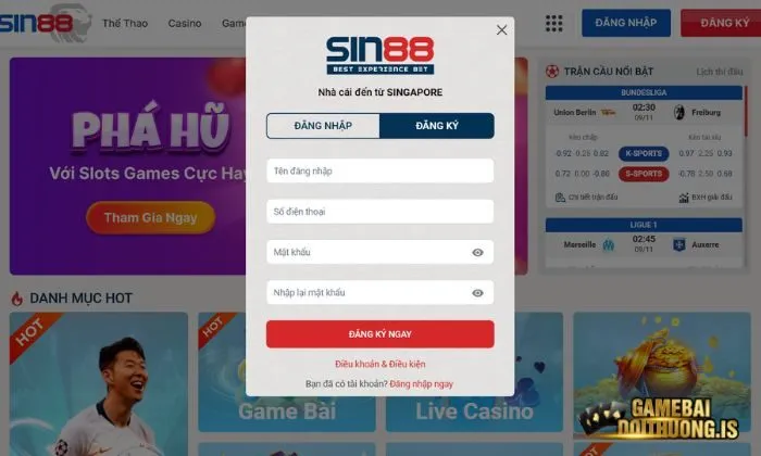 Cách đăng ký tham gia chơi game bài tại Sin88
